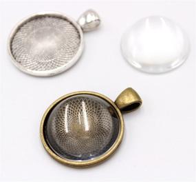 img 3 attached to 📿 Pack of 80 Jewelry Making Supplies: 40 Silver and Bronze Pendant Trays with Round Bezel Blanks, Metal Alloy Cabochon Round Domes, and 40 Clear Glass Cabochon Domes 25mm