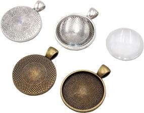 img 4 attached to 📿 Pack of 80 Jewelry Making Supplies: 40 Silver and Bronze Pendant Trays with Round Bezel Blanks, Metal Alloy Cabochon Round Domes, and 40 Clear Glass Cabochon Domes 25mm