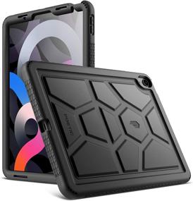 img 4 attached to 🐢 Poetic TurtleSkin Series iPad Air 4 2020 10.9 inch Case - Heavy Duty Shockproof Silicone Cover - Kids Friendly - Black"