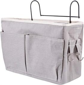 img 4 attached to 🛏️ XSHION Grey Bedside Storage Caddy Hanging Organizer Bag Holder for Dorm Room, Hospital Bed Rails, and Baby Bed