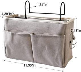 img 1 attached to 🛏️ XSHION Grey Bedside Storage Caddy Hanging Organizer Bag Holder for Dorm Room, Hospital Bed Rails, and Baby Bed