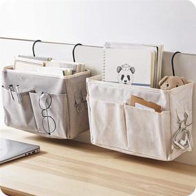 img 3 attached to 🛏️ XSHION Grey Bedside Storage Caddy Hanging Organizer Bag Holder for Dorm Room, Hospital Bed Rails, and Baby Bed