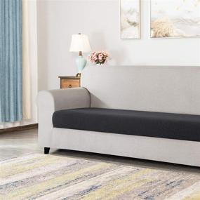 img 3 attached to 🛋️ Chun Yi Stretch Couch Cover - Large Gray Loveseat Sofa Slipcover with Spandex Jacquard Fabric