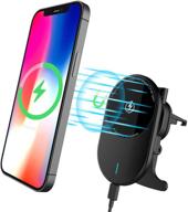 🔌 versatile magnetic car phone charger and holder - qi 15w fast charging - compatible with iphone 12 series - air vent mount - magsafe case friendly logo