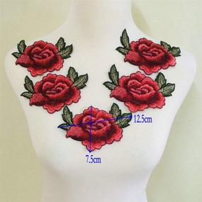 img 2 attached to 🌹 Set of 5 Exquisite 3D Rose Peony Flower Embroidered Garment Appliques - Sew-on Patches for Clothing, Cheongsam, Wedding Dresses - 5.1" x 3.5