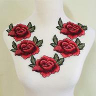 🌹 set of 5 exquisite 3d rose peony flower embroidered garment appliques - sew-on patches for clothing, cheongsam, wedding dresses - 5.1" x 3.5 logo