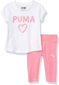 img 4 attached to 👶 Прелестные детские лосины PUMA для маленьких девочек: Стильная белая детская одежда для девочек!