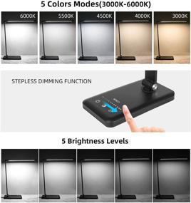 img 2 attached to 💡 Enhanced LED Desk Lamp with USB Charging Port, 3000mAh Battery, Eye-Caring Technology, 5 Color Modes, and 5 Brightness Levels - Ideal for Home Office, Working, and Reading