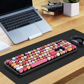 img 1 attached to 🔴 Lomiluskr 2.4G USB Wireless Keyboard and Mouse Combo - Multi-Color Round Keycap, Cute Candy Colors - Notebook/Desktop/Mac Compatible - Win XP/7/8/10 - 104 Keys, Red