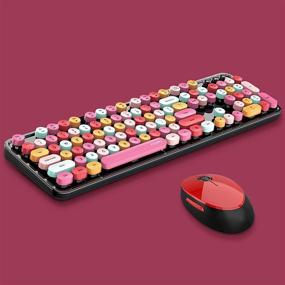 img 4 attached to 🔴 Lomiluskr 2.4G USB Wireless Keyboard and Mouse Combo - Multi-Color Round Keycap, Cute Candy Colors - Notebook/Desktop/Mac Compatible - Win XP/7/8/10 - 104 Keys, Red