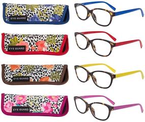 img 4 attached to 👓 Fashionable & Functional: EYEGUARD 4 Pack Reading Glasses with Colorful Spring Hinges for Women