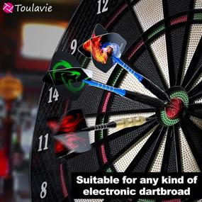 img 1 attached to 🎯 TT Toulavie Soft Tip Darts Set - 12 Pcs Plastic Tip 18 Gram Dart Set with 2 Colors Aluminum Shafts, 45 Dart Flights, 200 Extra Dart Tips, Rubber Rings, and 1 Storage Bag - Ideal for Electronic Dart Board