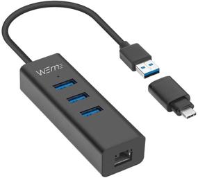 img 4 attached to 🔌 WEme USB C to USB 3.0 Hub Ethernet Adapter – Aluminum Thunderbolt 3 Hub with RJ45 Gigabit Ethernet Port, LAN Wired Network Converter for Mac, MacBook Pro Air, ChromeBook, Dell XPS 13, Surface Pro