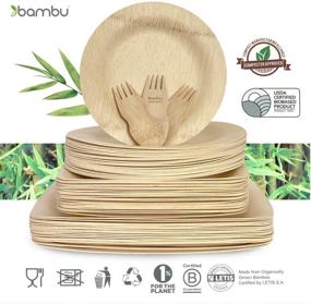 img 2 attached to 🌿 Bambu: 7 Inch Square Disposable Bamboo Plates - Pack of 25 | Eco-Friendly, Biodegradable, and Compostable | Ideal for Parties, Weddings, Events, Picnics, or Any Occasion