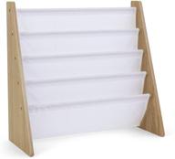 📚 humble crew, natural/white kids book rack storage bookshelf with spacious sleeves, universal logo