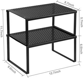 img 3 attached to NEX Expandable and Stackable Black Kitchen Cabinet and Counter Shelf Organizer