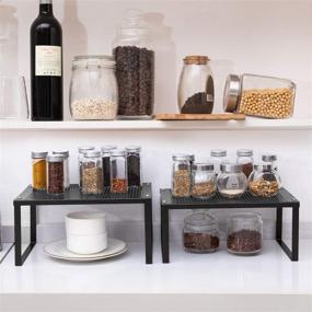 img 1 attached to NEX Expandable and Stackable Black Kitchen Cabinet and Counter Shelf Organizer