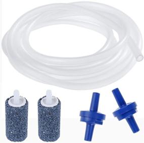 img 1 attached to 🐠 Shappy 6.5 Feet Standard Airline Tubing Kit for Fish Tank - Includes 2 Bubble Release Air Stones, 2 Check Valves, 4 Suction Cup Clips, 2 Straight Connectors, and 2 T-connectors