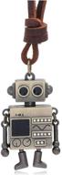 🤖 lafatina bronze vintage robot charm pendant retro leather chain cord statement necklace – adjustable and timeless logo