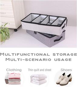 img 1 attached to 📦 2-Pack Under Bed Clothes Shoes Storage Bins with Lids - 4 Compartments, Adjustable Dividers, Multifunctional Foldable Organizer Storage Box by AARainbow (Gray + Light Gray)