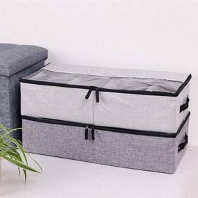 img 3 attached to 📦 2-Pack Under Bed Clothes Shoes Storage Bins with Lids - 4 Compartments, Adjustable Dividers, Multifunctional Foldable Organizer Storage Box by AARainbow (Gray + Light Gray)