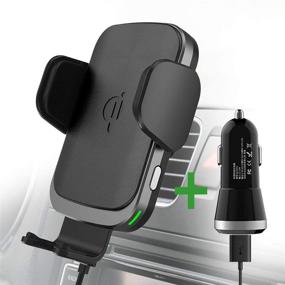 img 4 attached to 📱 Plafnio Wireless Charger Car Mount: Fast Charging Phone Holder for iPhone 12 11/Pro/Max, Samsung Galaxy S21 Note & More - Vent/Windshield/Dashboard Compatible (Adaptor Included)