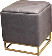 design guild ottoman: square footrest in blue with faux leather cover, padded cushion, gold metal plated feet and storage логотип