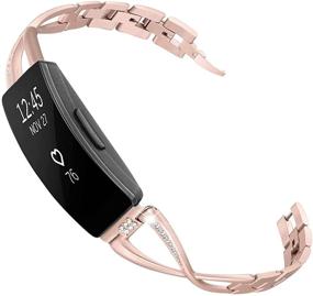 img 4 attached to Krudary Women Bands for Fitbit Inspire 2 /Inspire HR/Inspire Smart Watch, Diamond & Stainless Steel Watchband Quick Release Strap, Elegant Wristband for Fitbit Ace 2