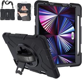 img 4 attached to 📱 Doormoon Case - Compatible with iPad Pro 11 inch 2021/2020/2018 (3rd Gen/2nd Gen/1st Gen) - Heavy-Duty Tablet Cover with Rotating Handle Kickstand in Black