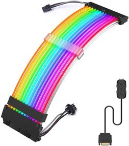 img 4 attached to 💡 Enhance Cable Management with Zezzio RGB Extension Power Supply Sleeved Cable 24 Pin ATX (New RGB)