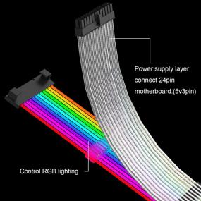 img 2 attached to 💡 Enhance Cable Management with Zezzio RGB Extension Power Supply Sleeved Cable 24 Pin ATX (New RGB)