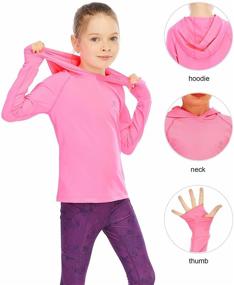 img 2 attached to 👚 Lightweight Hooded Long Sleeve Shirt for Girls, Thin Active Tee for Workout, Running, Yoga - Pullover Top with Thumb Hole | Ages 3-12 Years