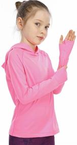 img 4 attached to 👚 Lightweight Hooded Long Sleeve Shirt for Girls, Thin Active Tee for Workout, Running, Yoga - Pullover Top with Thumb Hole | Ages 3-12 Years