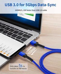 img 3 attached to 🔷 [Enhanced] 2-Pack of 6.6ft+6.6ft USB C Cables, JSAUX 3A Fast Charging 3.1 Gen 1 Type C Cable, 5Gbps Rapid Data Sync Transfer, Nylon Braided Charger Cable for Samsung, Google Pixel, and More (Blue)