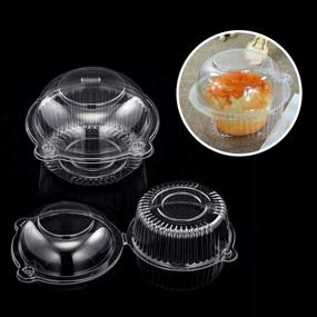 img 1 attached to Cupcake Holders Individual, Set of 50 - Plastic Disposable Clear Dome 🧁 Containers for Cupcakes and Muffins - Bulk Pack of Individual Cupcake Boxes (White, 50pc)