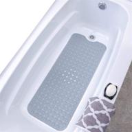 slipx solutions gray extra long non-slip bath tub and shower mat - 39 🛀 x 16 inches | machine washable | longer than standard mats | 200 suction cups logo