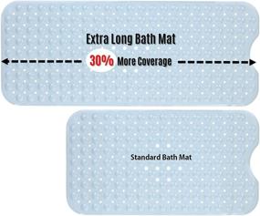 img 3 attached to SlipX Solutions Gray Extra Long Non-Slip Bath Tub and Shower Mat - 39 🛀 x 16 Inches | Machine Washable | Longer Than Standard Mats | 200 Suction Cups