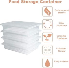 img 1 attached to 🥦 Yiautao Large Food Storage Container with Removable Drain Plate and Lid - Stackable Portable Freezer Containers for Fruits, Vegetables, Meat, and More (4-Pack)