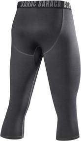 img 2 attached to Saraca Core Men's 3/4 Compression Capri Pants for Running, Cycling, Workout, Yoga, and Leggings