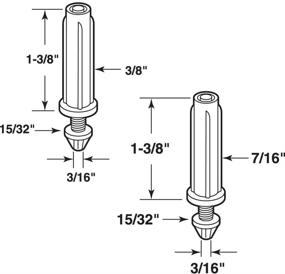 img 1 attached to 🔑 Versatile Bi-Fold Door Bottom Pivot Kit: 4 Adjustable Plastic Bases, 2 Sizes (3/8 in. & 7/16 in.), Grooved Steel Pivot Tips – Pack of 4