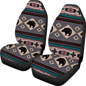 img 3 attached to 🐘 FUIBENG Auto Interior Decor: Boho Tribal African Animals Print High Back Seat Protector - 2 Piece Set