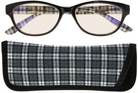 img 2 attached to 👓 Eyekepper Computer Readers Cat Eye Reading Glasses - Blue Light and Glare Blocking, Amber Tinted Lenses - Plaid Pattern - +2.50 Strength