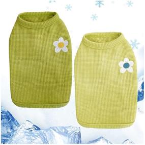 img 4 attached to 🐶 Loyanyy 2 Pieces Dog Summer Vest: Breathable Waffle Knit T-shirt for Small-Medium Sized Dogs & Cats – Sleeveless, Stretchy, Cute Puppy/Kitten Clothes in Yellow-Green, Size Large