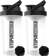 🏋️ utopia home 2-pack 28-ounce fitness sports classic protein mixer shaker bottle - convenient clear/black design for effortless blending logo