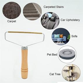 img 2 attached to 🐾 Dunfok Portable Fur & Lint Cleaner: Effortlessly Eliminate Fuzz, Lint, and Pet Hair from Carpets and Fabrics - Premium Wooden Handle, Steel Frame, and Copper Shaving Head