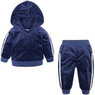 adorable kids tales velvet hooded tracksuit set: top + sweatpants, 12m-8t logo