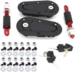 img 4 attached to 🔒 Universal Racing Car Bonnet Lock Kit - TIOIT Flush Hood Latch and Pin Set in Black Color