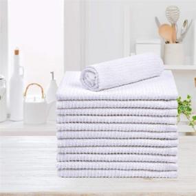 img 2 attached to 🧽 Talvania 100% Cotton Bar Mop Towels - 16”x19”, Pack of 12, White Kitchen Cleaning Cloths for Home, Restaurant, and Commercial Use - Highly Absorbent Ribbed Terry Bar Mops Shop Towels, Multi-Purpose Rags