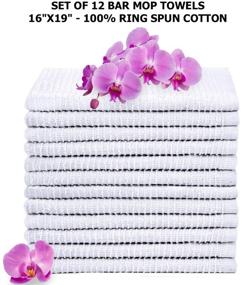 img 3 attached to 🧽 Talvania 100% Cotton Bar Mop Towels - 16”x19”, Pack of 12, White Kitchen Cleaning Cloths for Home, Restaurant, and Commercial Use - Highly Absorbent Ribbed Terry Bar Mops Shop Towels, Multi-Purpose Rags