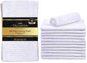 img 4 attached to 🧽 Talvania 100% Cotton Bar Mop Towels - 16”x19”, Pack of 12, White Kitchen Cleaning Cloths for Home, Restaurant, and Commercial Use - Highly Absorbent Ribbed Terry Bar Mops Shop Towels, Multi-Purpose Rags